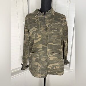 Topshop Men's Olive Camouflage Field Jacket